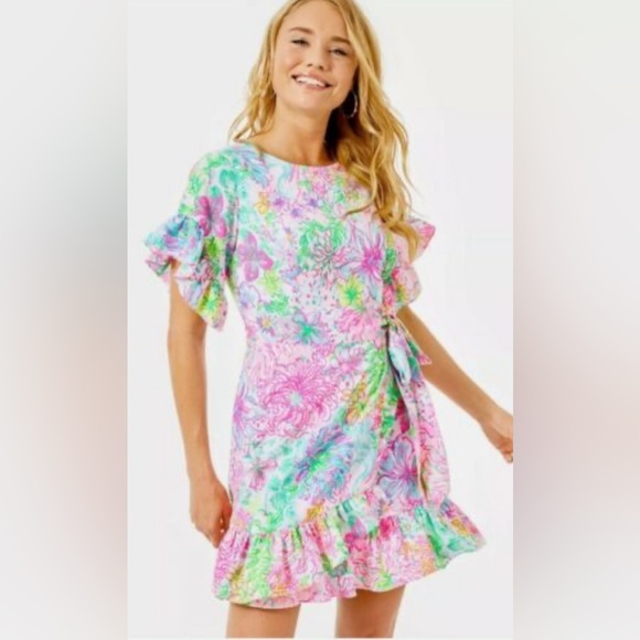 Lilly Pulitzer Darlah Stretch Wrap Dress Size 10 - Picture 3 of 10